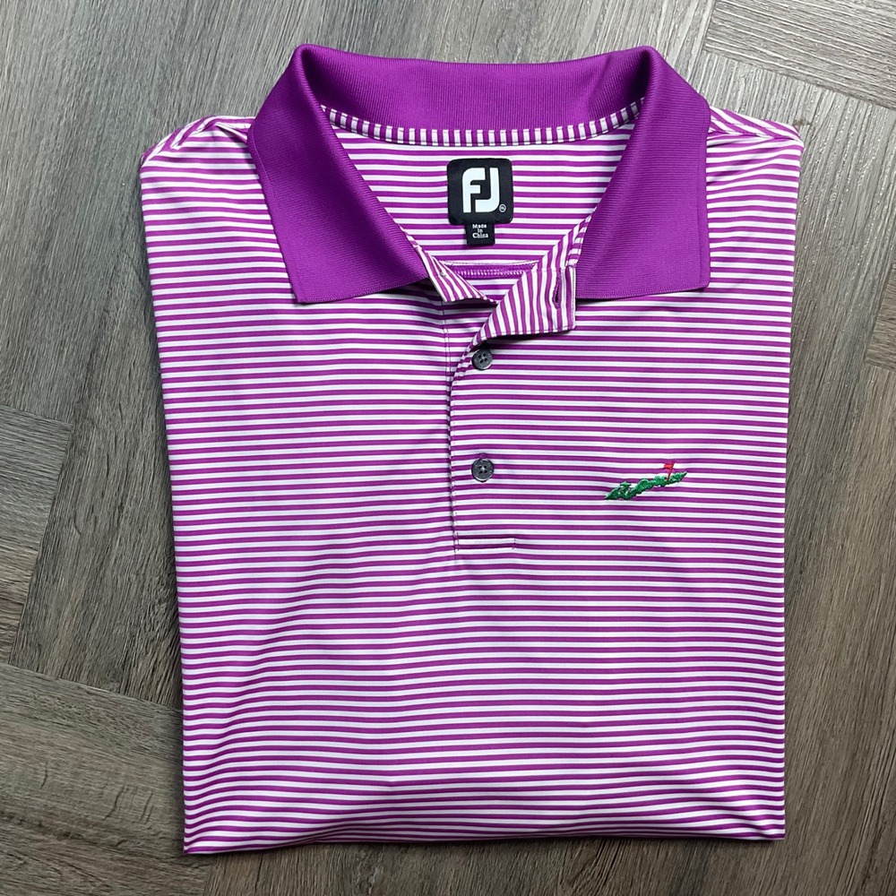 FootJoy Striped Golf Tennis Performance Logo Polo Shirt Mens XXL Purple White